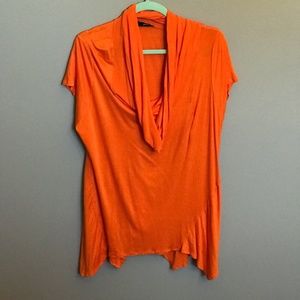 Bright Orange Cowl Neck Top. Super Comfy and Loose